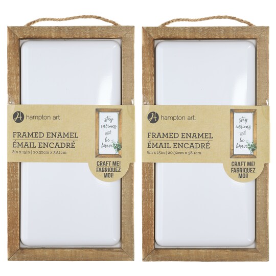 Hampton Art Rustic Framed Enamel 8" X 15" White 2Pc Set - Craft Me White/Rustic Frame - Ideal For Farmhouse Decor And Farmhouse Wall Decor Diy Craft Frame